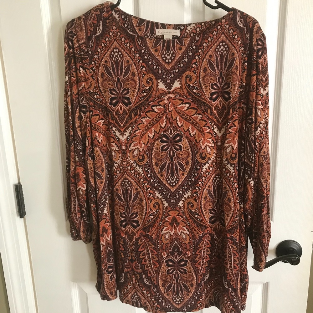 Dress Barn Soft Tunic - Browns/Rust, 1X